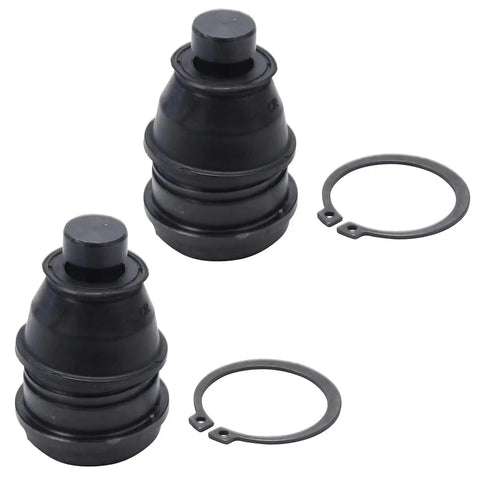Close-up of two front lower ball joints from Front Suspension Kit With 2 Front Wheel Bearing Hubs 2 Front Lower Ball Joints And 2 Stabilizer Sway Bars For 2011 2013 Kia Sorento And 2007 2012 Hyundai Santa Fe Beefs Up Front End Replacement For A Smooth Quiet Ride.