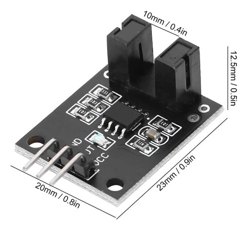 Infrared Photoelectric Sensor Module 10 Pack 5V DC For LM393 Compatible DIY Kit, device dimensions labeled, front view