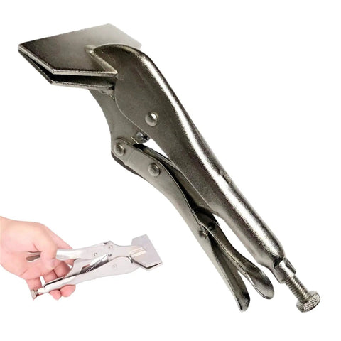 Adjustable Locking Pliers For Sheet Metal 8 Inch Flat Head Duckbill Clamp Carbon Steel Construction With Quick Release.