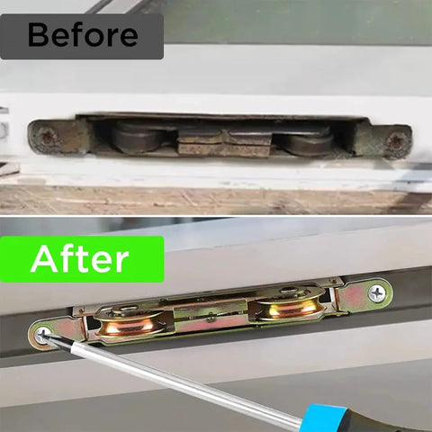 Heavy Duty Sliding Patio Door Rollers Replacement Kit With 1-1/4 Inch Side Adjustable Glass Door Wheels And Steel Ball Bearing Rollers For Smooth Glide On Wood Aluminum Or Vinyl Framed Doors Compatible With Andersen Jeld Wen Truth 31761A Milgard Marvin installed comparison