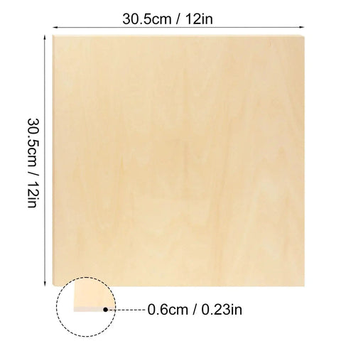 18 Pack 12 Inch Square Basswood Boards One Quarter Inch Thick For Laser Engraving CNC Woodworking And Pyrography Projects Pro Grade Basswood Sheets For Drawing Painting And Engraving showing size.