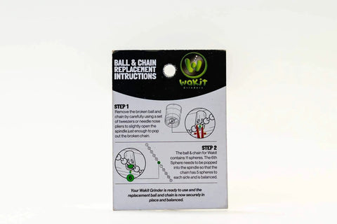 Instruction card for Ball And Chain Replacement Accessory For Wakit Grinder And Mini Wakit Grinder For Peace Of Mind And Safe Use