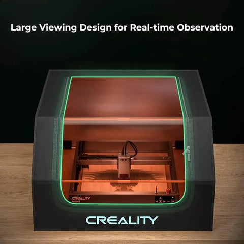 Laser Engraver Enclosure With Fireproof And Dustproof Protective Cover Built In Fan And Pipe For Most Laser Engravers 27.5x28.3x15.7In Reduces Smoke Odor Noise And Provides Eye Protection Creality with viewing window