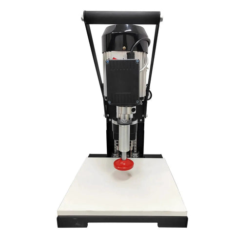 Front view of Portable Electric Hinge Drill With Self Stop Pneumatic Hinge Boring Machine For Cabinets And Doors on tabletop.