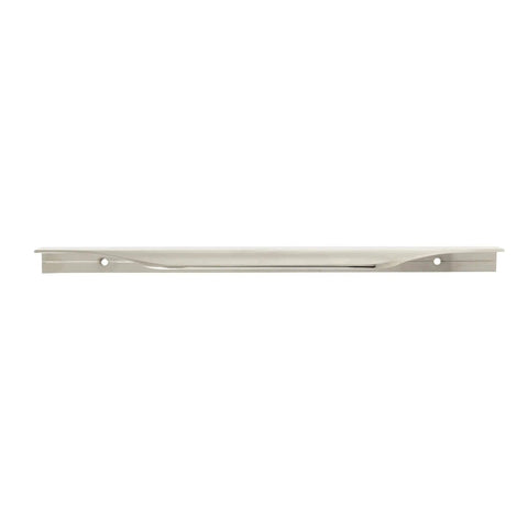 Side view of Polished Nickel Edge Cabinet Pull Aloft 8 And 9 Sixteenth Inch Center To Center Modern Drawer Pull for flat-front cabinets.