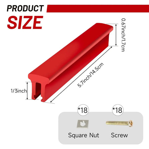 Product size of red zinc alloy adjustable drawer pulls with screw and square nut, 5.7 inch length, part of 10 Pieces Adjustable Drawer Pulls And Cabinet Handles Center To Center 1 Inch To 4 Inches Zinc Alloy Heavy Duty Hardware For Kitchen Cabinets Doors Dresser Furniture Red Finish Easy To Install.