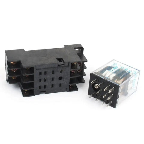12V DC Coil 5A 3PDT Relay with Base Socket, General Purpose Power Relay HH53P 11 Pin for Control Circuits