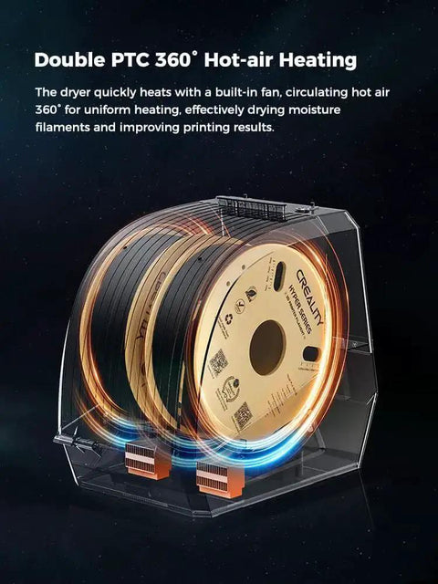Upgraded Space Pi Filament Dryer Plus Dual Roll Dry Box For Two 3D Printers With 360 Degree Hot Air 110W PTC Heating