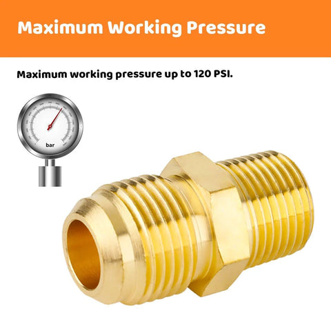 Brass tube fitting half-union adapter, 1/2 in flare x 3/8 in NPT male, 2-piece Besosay set