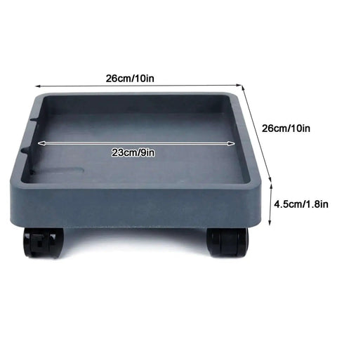 Heavy Duty Plant Drip Tray With Drawer Water Collection Box Built To Last, Square Drain Pan On Braked Universal Wheels, Black