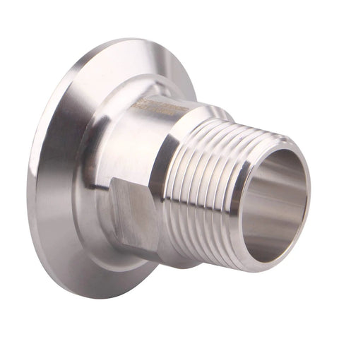 DERNORD stainless steel 1.5 inch sanitary tri-clamp to 3/4 inch male tri-clover adapter, flange end
