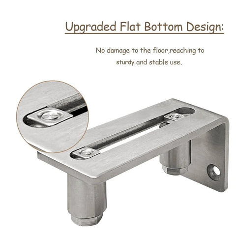 Stainless Steel Sliding Door Guides Floor Mount With Adjustable Rollers, flush bottom design, 304 stainless steel material, wall mounted