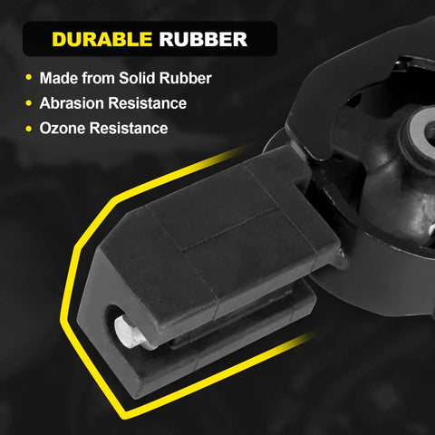 Close-up of durable rubber engine motor mount for 2003-2008 Toyota Corolla Matrix 1.8L and Pontiac Vibe, A4230 A4219 A4218 A4221.