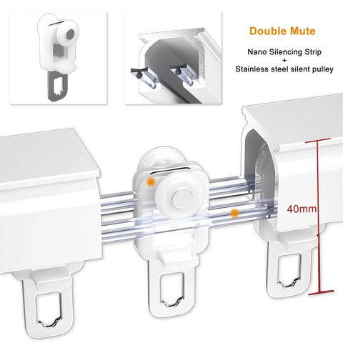 Heavy duty ceiling or wall mounted curtain track kit with silent rollers delivers smooth, whisper-quiet sliding for room dividers and curtains, weatherproof and rustproof aluminum construction for indoor and outdoor use