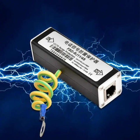 Phone Line Surge Protector 10KA Shield for Landlines Fax Modems and DSL Gear with overvoltage defense and RJ11 interface