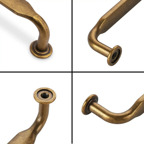 Close-up of Antique Brass Cabinet Pulls 3-3/4 Inch (96mm) 10 Pack showcasing detailed alloy finish and design for kitchen cabinets and drawers.