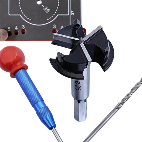 Precision Cabinet Locator Kit For Door Hinge Alignment With Pro Adjustable Template Jig and tools for woodworking.