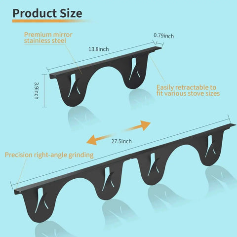 Dimensions of Stove Gap Cover 2 Pack Black Adjustable Stainless Steel Gap Filler For Kitchen Counter Edges