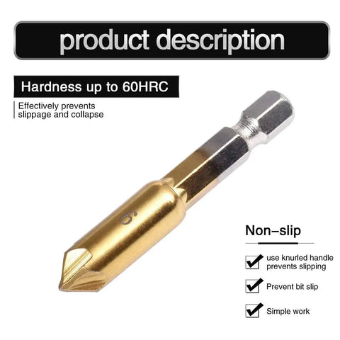 Countersink Deburring Drill Bit Set For Wood, Metal, Fiberboard, Plywood, Plastic, PVC, Hex Shank, 6mm Bit