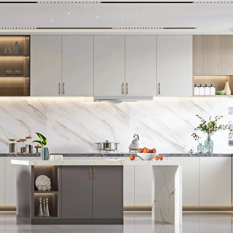 Modern kitchen with 10 Pack 5 Inch Champagne Bronze Cabinet Pulls Set For Cabinets And Drawers Kitchen Cupboard Hardware