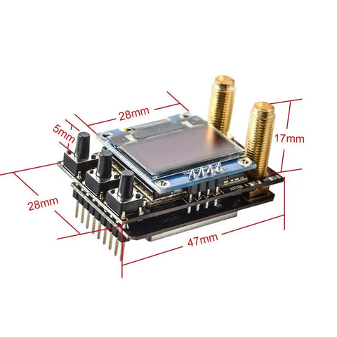 Diversity RX 5.8G 80CH FPV Receiver Module with OLED display and two RX modules, showing dimensions and SMA Female connectors.