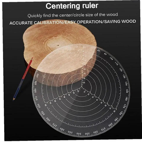 Transparent Acrylic Center Finder for Woodturning With Round Center Locator and Centering Ruler See Through Circle Template for Lathe Work