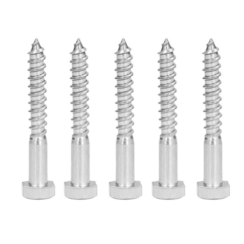 Beefy Half Thread Hex Lag Screws Self Tapping Wood Screws In A2-70 Stainless Steel For Carpentry And Wooden Structures, M8x60mm