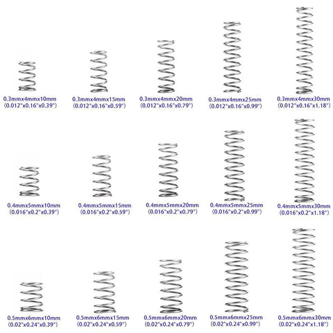 Sineky 450-piece stainless steel compression springs kit, 15 sizes, 10–30mm length