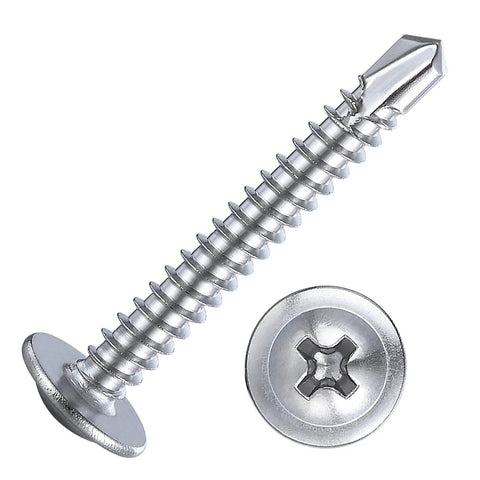 Wensilon sheet metal self-tapping screw, #8×1 in, 410 stainless steel, truss head