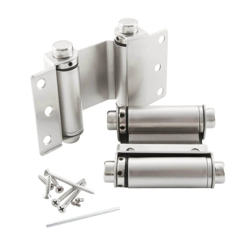 3 Inch Double Action Spring Door Hinge Set Self Closing For Saloon Bar Pub Cafe Doors Satin Nickel Finish Durable Steel Construction