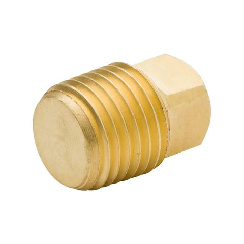 Solid Brass Pipe Fitting Square Head Plug One Eighth Inch NPT Male Threads Five Pack For Tight Sealing Pipe Ends Rustproof Brass