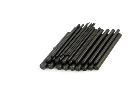 Center Transfer Punches Set With Stand, 28 Piece Machinist Kit In Heat Treated Steel With Black Oxide Finish, punch rods displayed