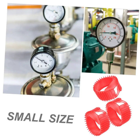 Gas pressure gauge with regulator; 5-pack red silicone gauge protector boots.
