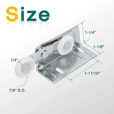 Twin Pocket Door Roller Set With Top Mount Rollers 7/8 Inch Wheels Alloy Steel Construction Heavy Duty for Cox Doors