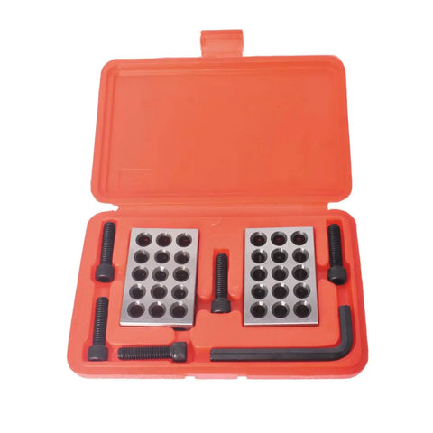 Machinist Setup Blocks 1x2x3 Hardened Steel Matched Pair with 23 Holes Screws and Hex Key Included in orange case