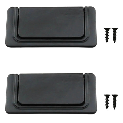 Set of 2 3 Inch Black Flush Pull Ring Handle Hidden Recessed Furniture Grip Zinc Alloy for cabinets and drawers, with screws.