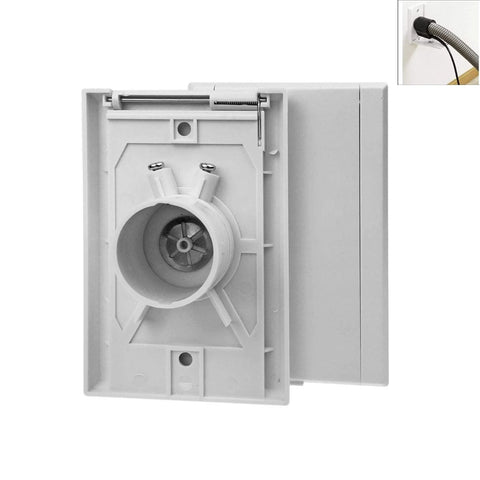Front view of white central vacuum inlet valve cover with round inlet socket, 2-pack