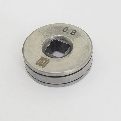 Two metal wire feed drive rollers, 25mm diameter, smooth groove, for SSJ16 MIG welders (0.6/0.8mm)