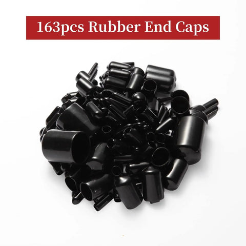 163 Piece Rubber End Caps Set With 9 Common Sizes 2mm To 20mm Round Bolt Covers for Screw Protection