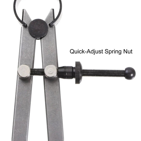 Close-up of 12 Inch Spring Joint Caliper For Wood Turning Lathe Work With Solid Nut Stainless Steel Forged High Carbon Metal Calipers