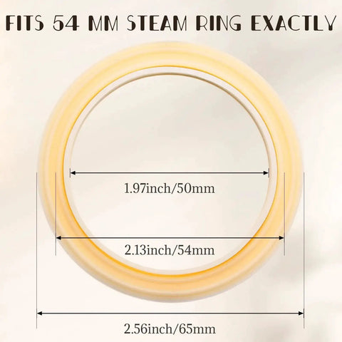 Two Pack 54mm Silicone Steam Ring Gasket Replacement For Breville And Sage Espresso Machines showing dimensions