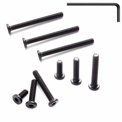 1/4-20 By 2-1/2 Inch Flat Head Socket Screws For Furniture And Woodworking, Countersunk Bolts, Fully Threaded Carbon Steel Black Oxide Hardware, 20 Pack With Hex Spanner, Durable Crib Screws For Cabinets And Frames