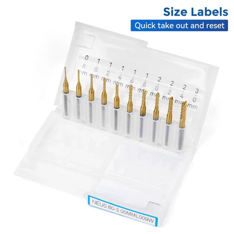 Pro CNC Router Bit Set With ER11 And ER16 Collets Forty Piece One Eighth Inch Shank Two Flute Flat Nose And Ball Nose End Mills