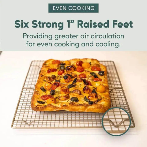 Square cooling rack with bread, Heavy Duty Stainless Steel Cooling Racks Set Of 2 For Half Sheet Pans, Oven Safe, tight wire, one inch height