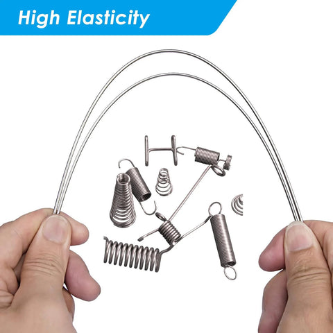 COYOUCO stainless steel spring wire set, 50 cm full-hard straight wire, 0.2 mm, 40 pcs with assorted springs and hooks