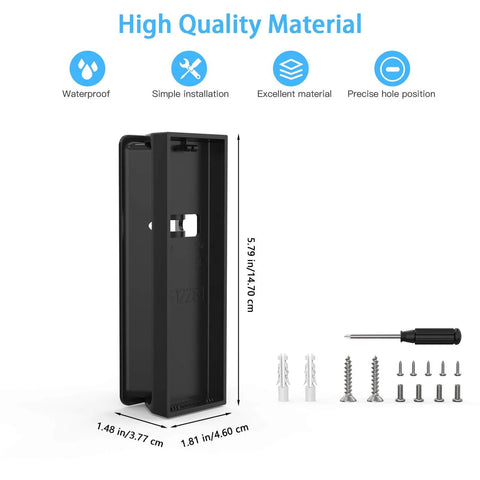 Adjustable 0 To 35 Degree Doorbell Angle Mount For Eufy Security Video Doorbell E340 Battery Powered Tilt Bracket, black, side view with screws
