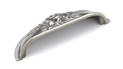 Provence Collection Center To Center 3.75 Inch Pewter Traditional Cabinet And Drawer Pull Handle floral design side view