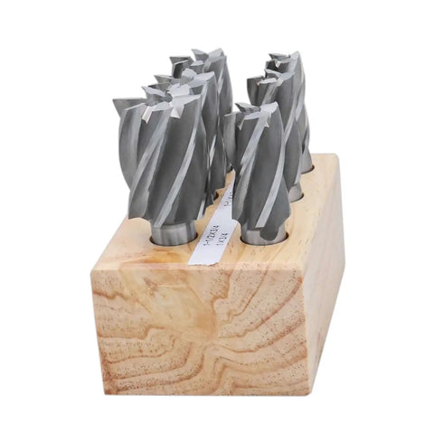 Six Piece HSS End Mills Set For Bridgeport Milling Machines With Three Quarters Inch Weldon Shank Four And Six Flute Cutters