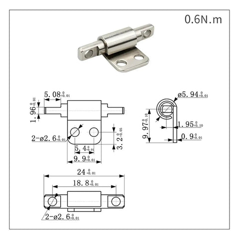 360 Degree Torque Door Hinge With Friction Positioning For Ultra Smooth Quiet Opens Heavy Duty Furniture Hardware Accessory 0.6NM