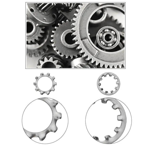 Stainless Steel External And Internal Tooth Star Lock Washer Circlip Snap Ring Kit 400 Pieces 8 Sizes 304 Grade M2 M3 M4 M5 M6 M8 M10 M12